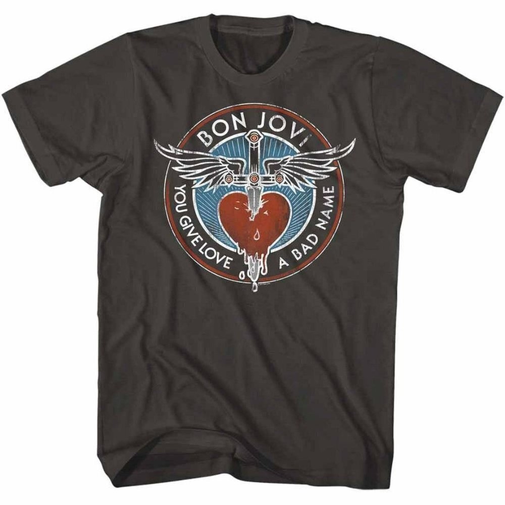 Bon Jovi Bad Name Smoke Adult Tshirt